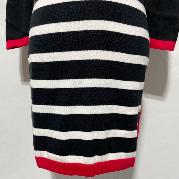 New Area Stars Color Block Stripe Mini Sweater Dress Black White Red Size Small - Picture 8 of 16